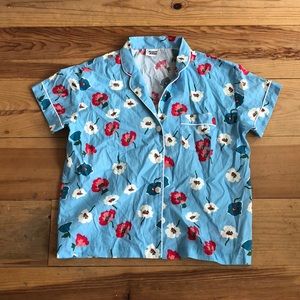 Sleepy Jones Blue Floral Cotton Pajama Top